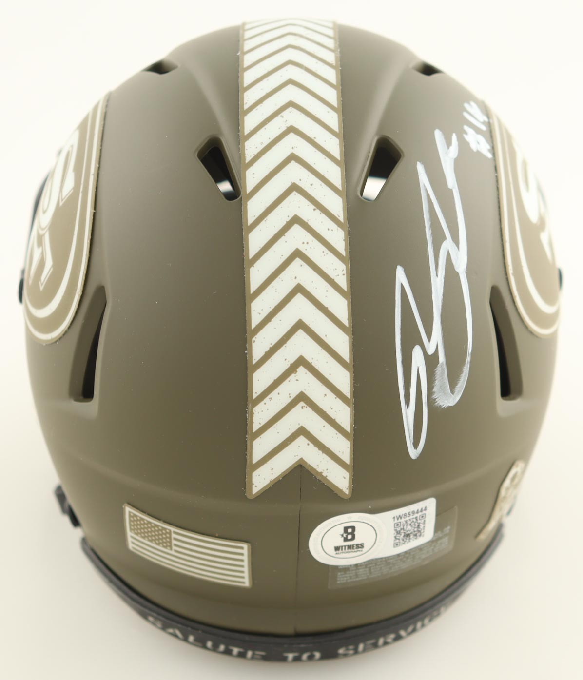 Ricky Pearsall Signed 49ers Salute to Service Alternate Speed Mini Helmet (Beckett) at PristineAuction.com Ricky Pearsall Signed 49ers Salute to Service Alternate Speed Mini Helmet (Beckett) at PristineAuction.com