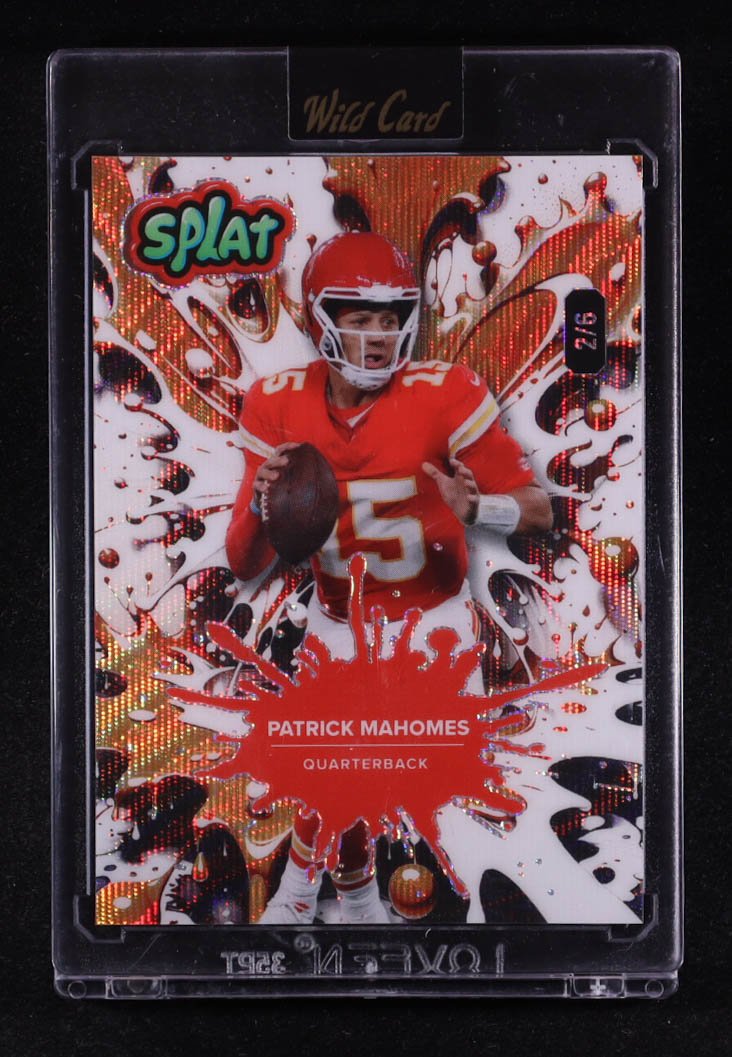 Patrick Mahomes II 2025 Wild Card Splat Background 5 Orange Wave #SBORA05-PM #2/6 at PristineAuction.com Patrick Mahomes II 2025 Wild Card Splat Background 5 Orange Wave #SBORA05-PM #2/6 at PristineAuction.com