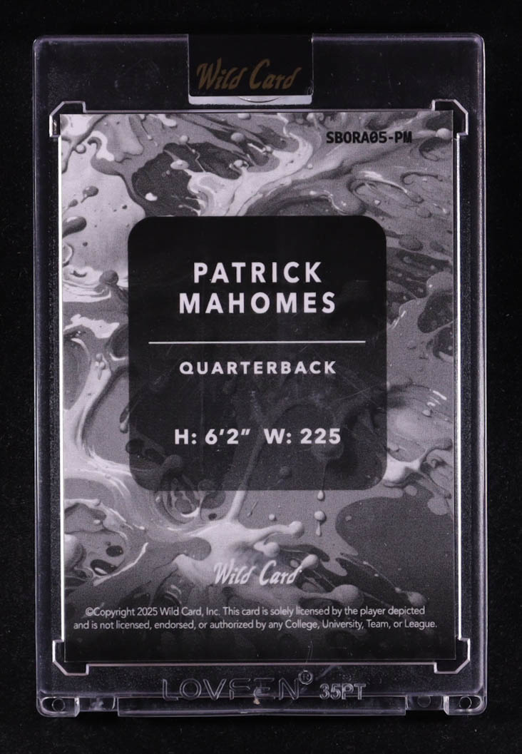 Patrick Mahomes II 2025 Wild Card Splat Background 5 Orange Wave #SBORA05-PM #2/6 at PristineAuction.com Patrick Mahomes II 2025 Wild Card Splat Background 5 Orange Wave #SBORA05-PM #2/6 at PristineAuction.com