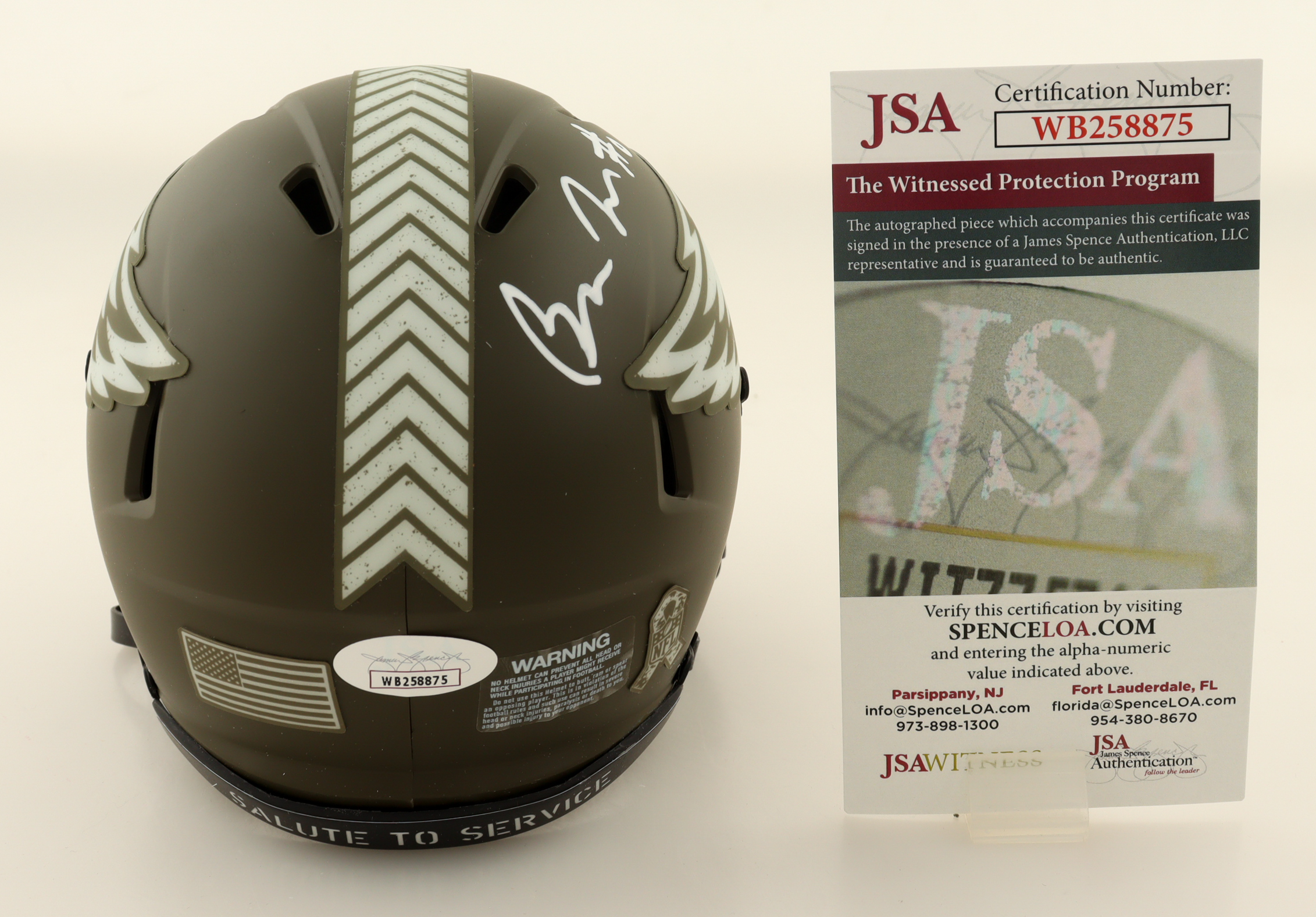 Brandon Graham Signed Eagles Salute To Service Alternate Speed Mini Helmet (JSA) at PristineAuction.com Brandon Graham Signed Eagles Salute To Service Alternate Speed Mini Helmet (JSA) at PristineAuction.com