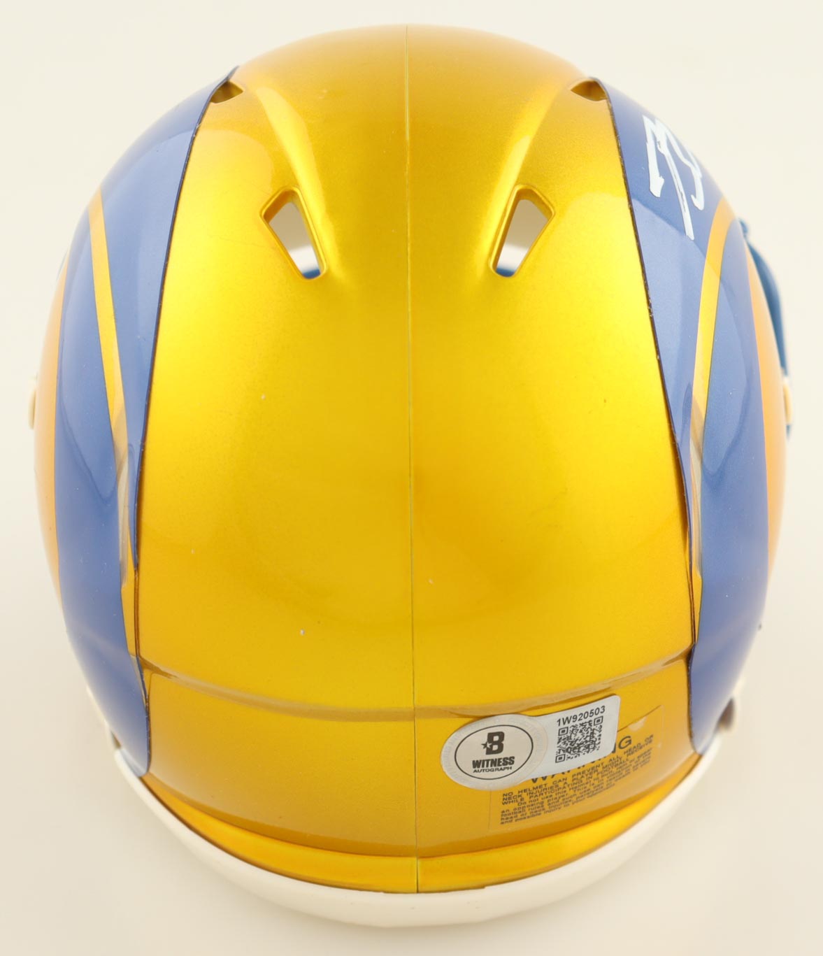 Blake Corum Signed Rams Flash Alternate Speed Mini Helmet (Beckett) at PristineAuction.com Blake Corum Signed Rams Flash Alternate Speed Mini Helmet (Beckett) at PristineAuction.com