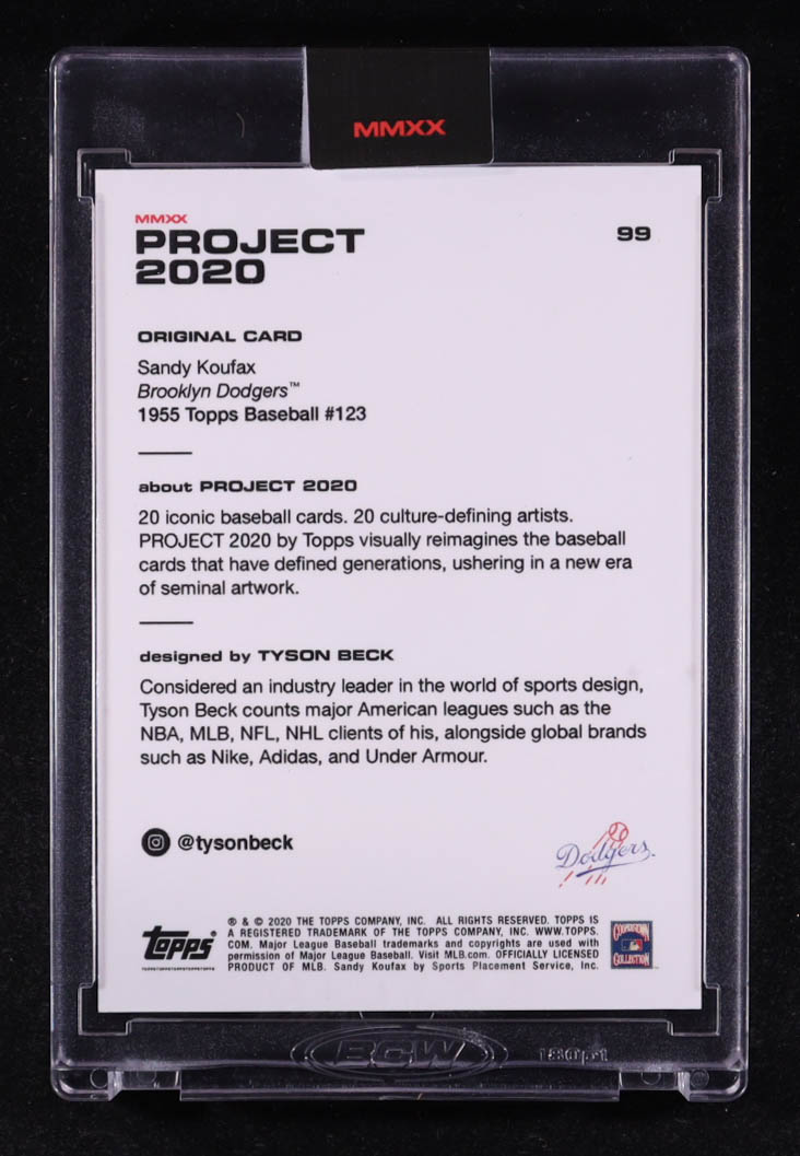 Sandy Koufax 2020 Topps Project 2020 #99 Tyson Beck at PristineAuction.com Sandy Koufax 2020 Topps Project 2020 #99 Tyson Beck at PristineAuction.com