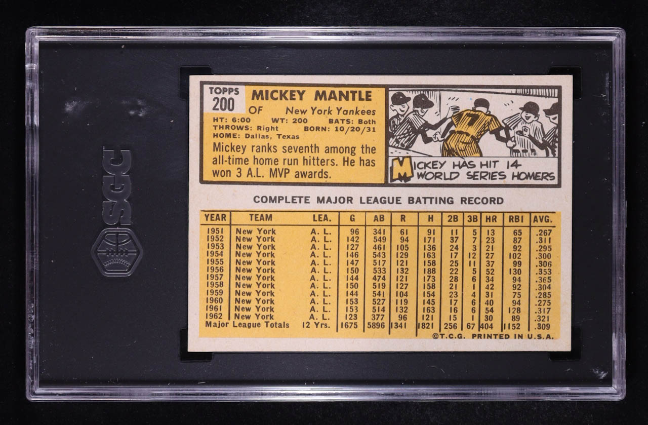 Mickey Mantle 1963 Topps #200 (SGC 5) at PristineAuction.com Mickey Mantle 1963 Topps #200 (SGC 5) at PristineAuction.com