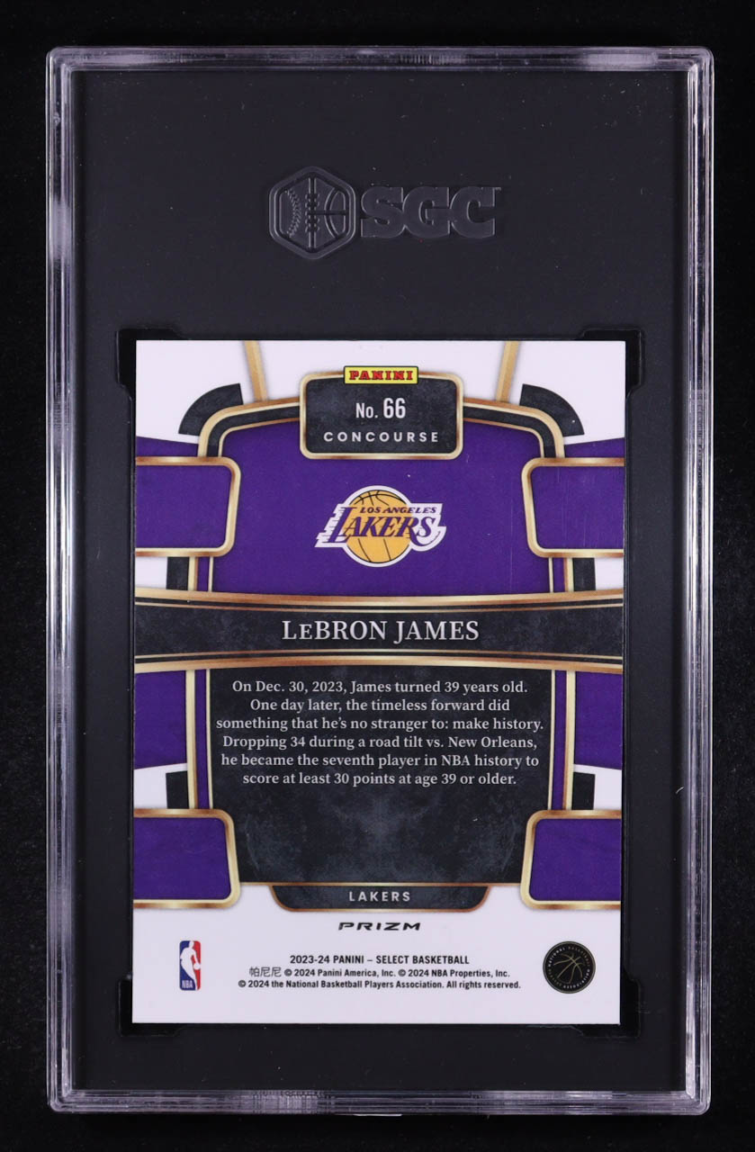 Lebron James 2023-24 Panini Select Green/White/Purple Prizm #66 (SGC 10) at PristineAuction.com Lebron James 2023-24 Panini Select Green/White/Purple Prizm #66 (SGC 10) at PristineAuction.com