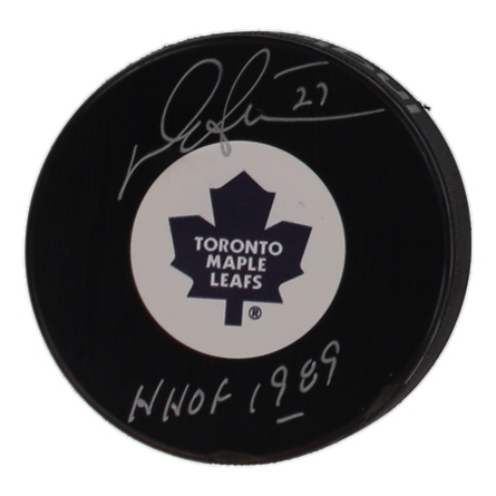 Darryl Sittler Signed Maple Leafs Logo Hockey Puck Inscribed "HOF 1989" (Cojo) at PristineAuction.com Darryl Sittler Signed Maple Leafs Logo Hockey Puck Inscribed "HOF 1989" (Cojo) at PristineAuction.com