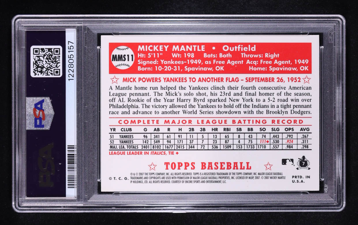 Mickey Mantle 2007 Topps Mantle Story #MMS11 (PSA 10) at PristineAuction.com Mickey Mantle 2007 Topps Mantle Story #MMS11 (PSA 10) at PristineAuction.com