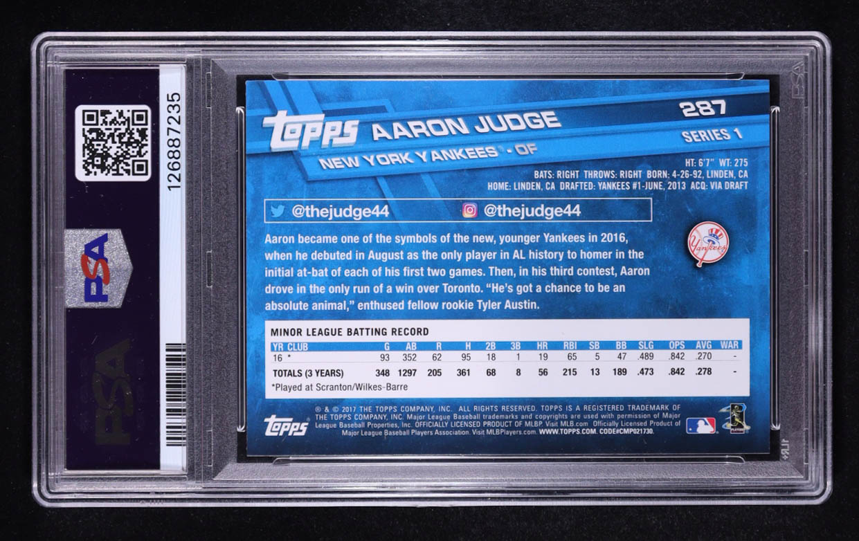 Aaron Judge 2017 Topps #287 RC (PSA 9) at PristineAuction.com Aaron Judge 2017 Topps #287 RC (PSA 9) at PristineAuction.com