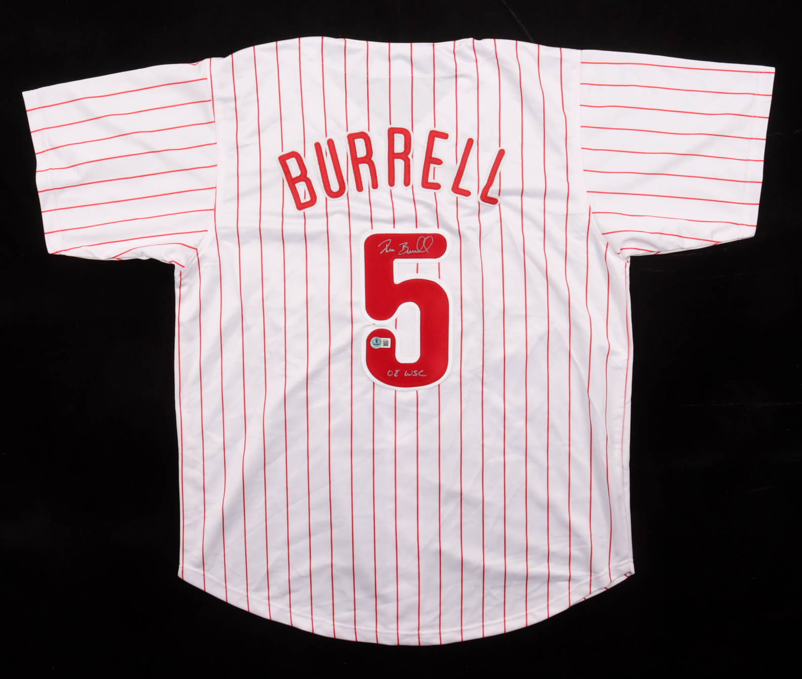 Pat Burrell Signed Jersey Inscribed "08 WSC" (Beckett) at PristineAuction.com Pat Burrell Signed Jersey Inscribed "08 WSC" (Beckett) at PristineAuction.com