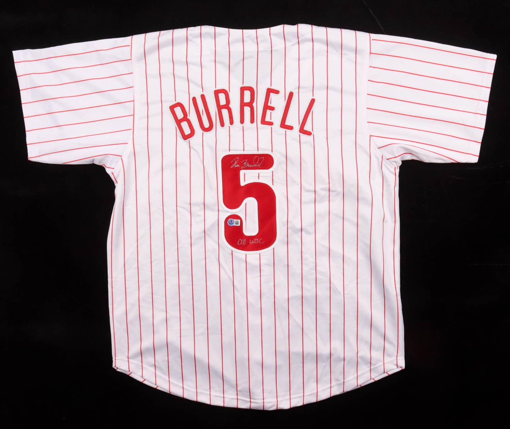 Pat Burrell Signed Jersey Inscribed "08 WSC" (Beckett) at PristineAuction.com Pat Burrell Signed Jersey Inscribed "08 WSC" (Beckett) at PristineAuction.com