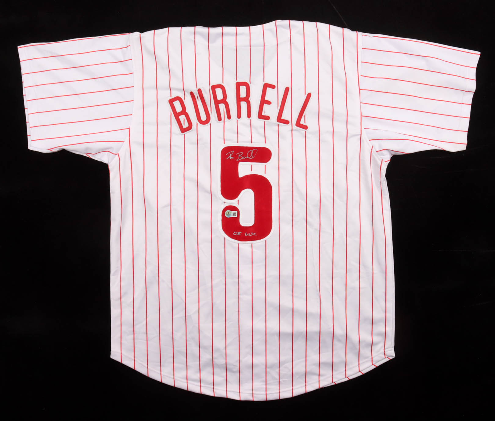Pat Burrell Signed Jersey Inscribed "08 WSC" (Beckett) at PristineAuction.com Pat Burrell Signed Jersey Inscribed "08 WSC" (Beckett) at PristineAuction.com