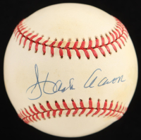 Hank Aaron Signed ONL Baseball With Wood Display Case (Beckett) at PristineAuction.com