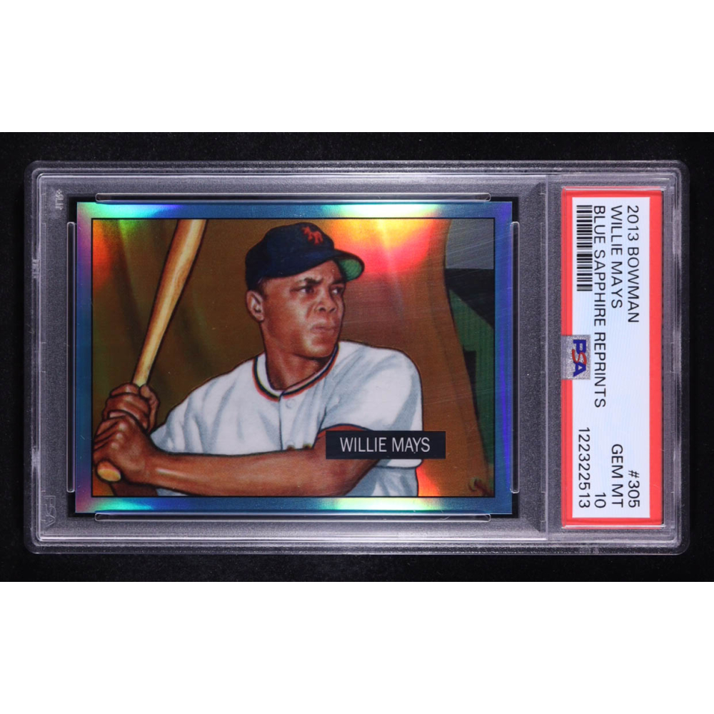Willie Mays 2013 Bowman Blue Sapphire Reprints #305 (PSA 10) at PristineAuction.com