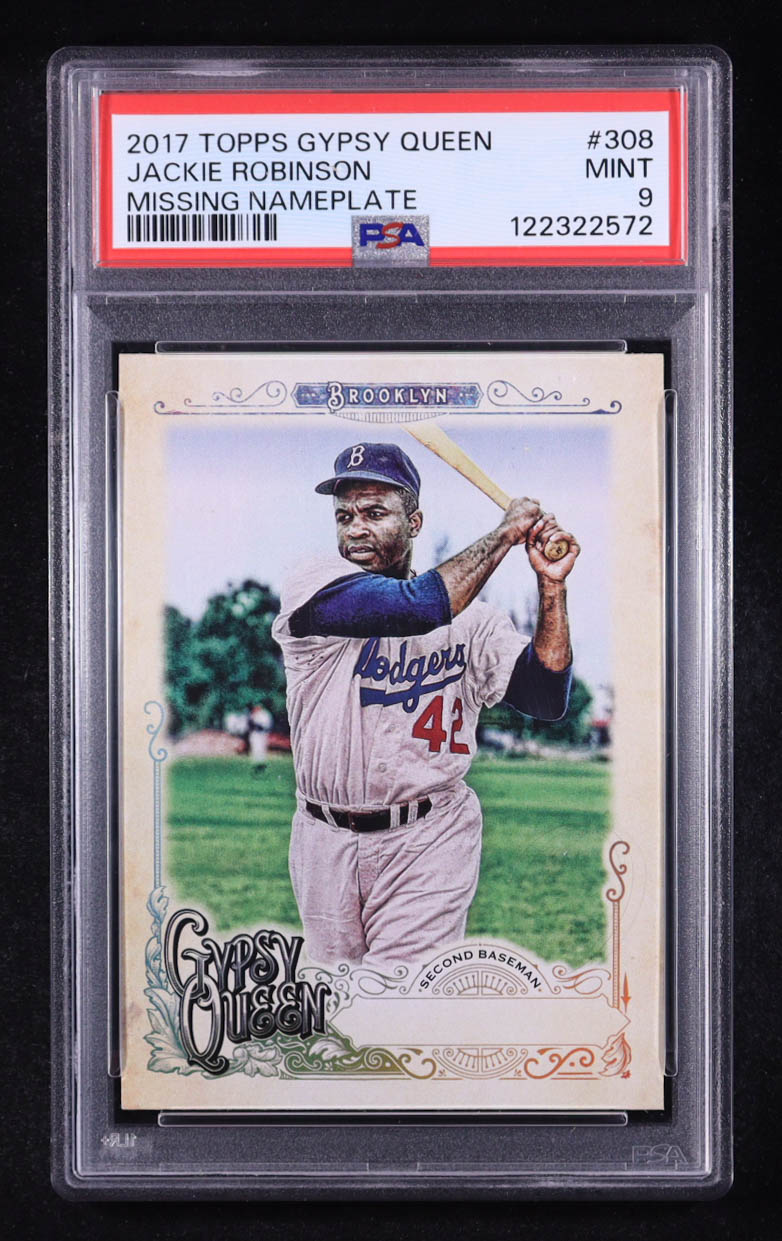 Jackie Robinson 2017 Topps Gypsy Queen Missing Nameplate #308 (PSA 9) at PristineAuction.com Jackie Robinson 2017 Topps Gypsy Queen Missing Nameplate #308 (PSA 9) at PristineAuction.com