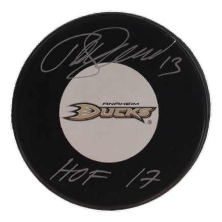Teemu Selanne Signed Ducks Logo Hockey Puck Inscribed "HOF 17" (Cojo) at PristineAuction.com Teemu Selanne Signed Ducks Logo Hockey Puck Inscribed "HOF 17" (Cojo) at PristineAuction.com