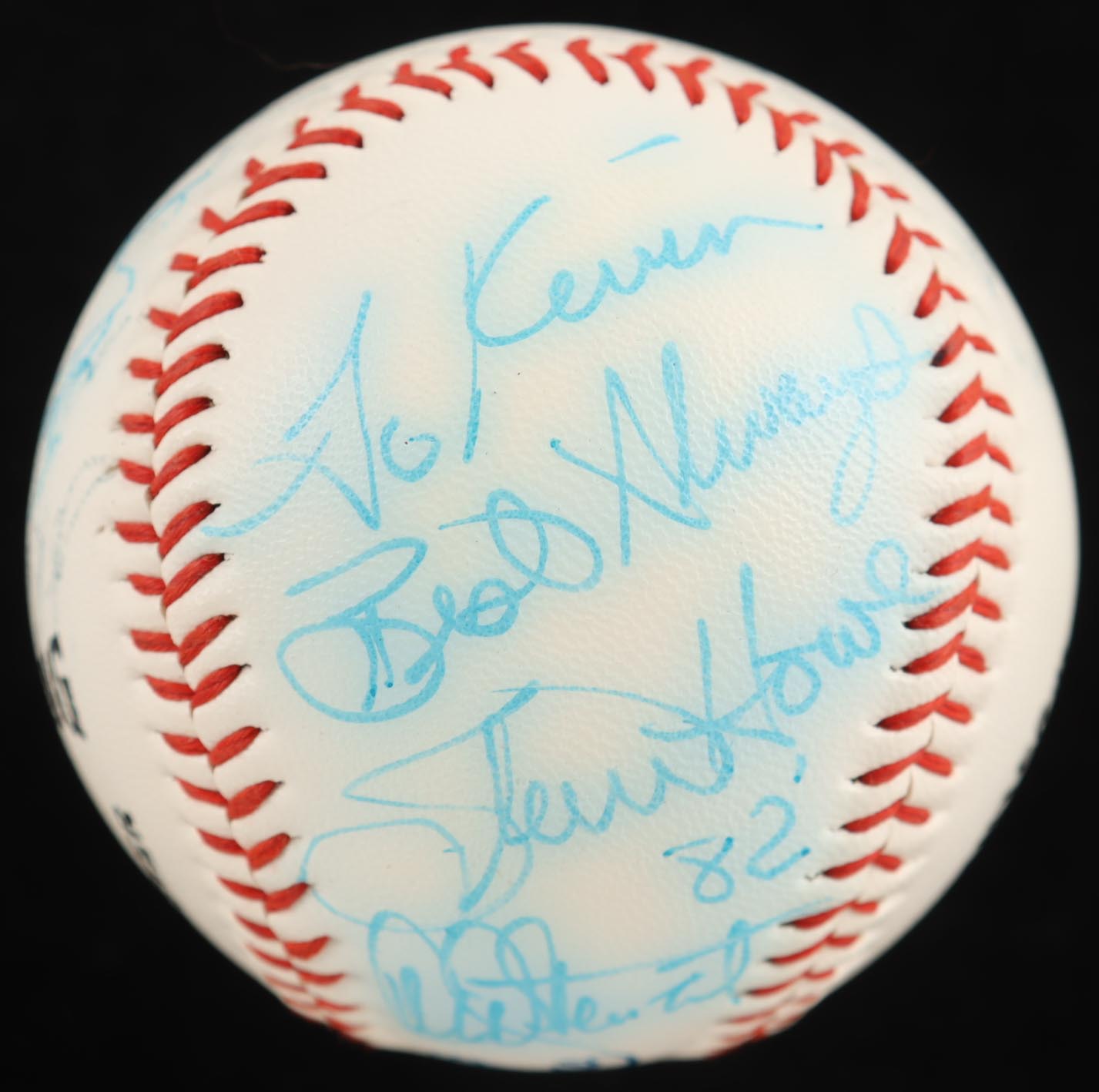 Circa 1981 Dodgers Logo Baseball Signed By (7) With Steve Sax, Steve Yeager, Dave Stewart, Rick Monday Inscribed "Best Wishes" (Beckett) at PristineAuction.com Circa 1981 Dodgers Logo Baseball Signed By (7) With Steve Sax, Steve Yeager, Dave Stewart, Rick Monday Inscribed "Best Wishes" (Beckett) at PristineAuction.com