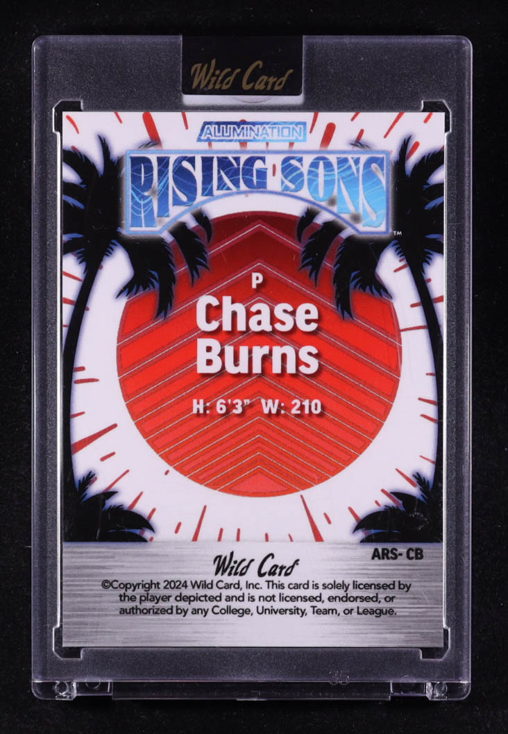 Chase Burns 2024 Wild Card Alumination Rising Sons Silver Lava #ARS-CB #01/10 RC at PristineAuction.com Chase Burns 2024 Wild Card Alumination Rising Sons Silver Lava #ARS-CB #01/10 RC at PristineAuction.com