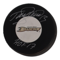 Teemu Selanne Signed Ducks Logo Hockey Puck Inscribed "HOF 17" (Cojo) at PristineAuction.com