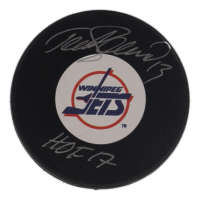 Teemu Selanne Signed Jets Logo Hockey Puck Inscribed "HOF 17" (Cojo) at PristineAuction.com