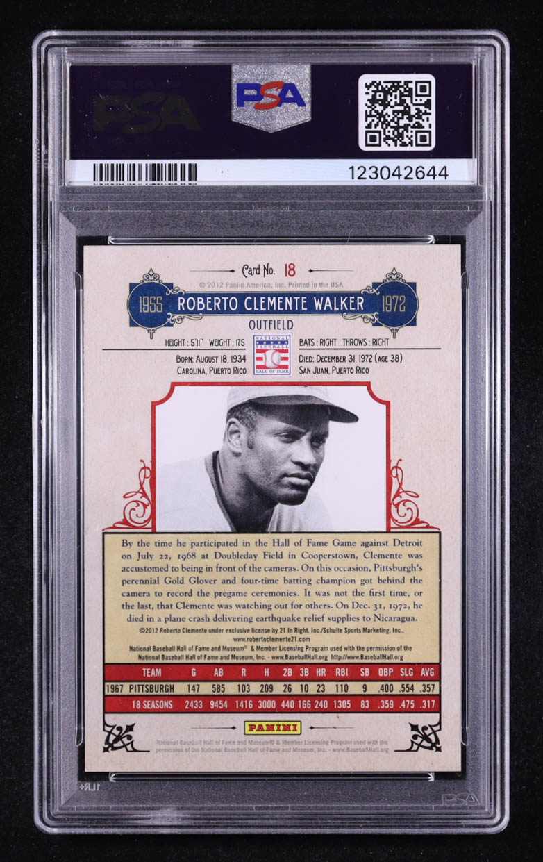 Roberto Clemente 2012 Panini Cooperstown #18 (PSA 9) at PristineAuction.com Roberto Clemente 2012 Panini Cooperstown #18 (PSA 9) at PristineAuction.com