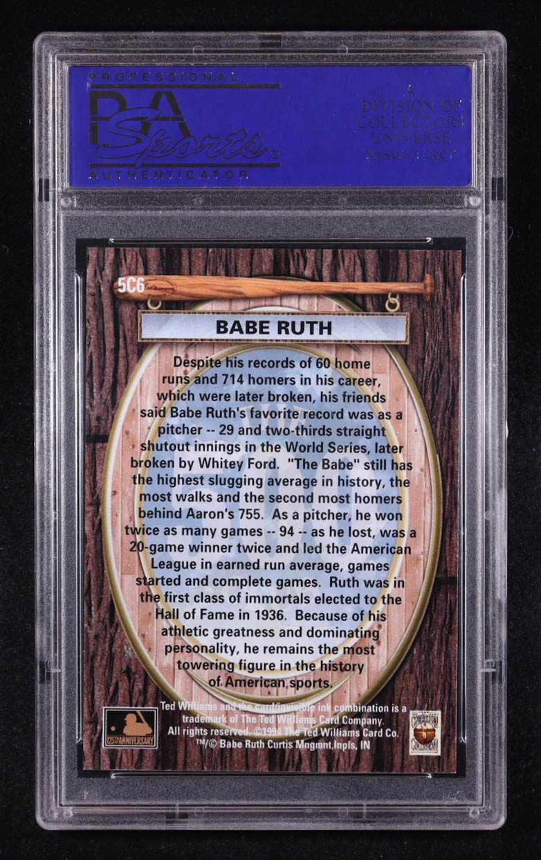 Ted Williams 1994 500 Club Babe Ruth #5C6 (PSA 10) at PristineAuction.com Ted Williams 1994 500 Club Babe Ruth #5C6 (PSA 10) at PristineAuction.com