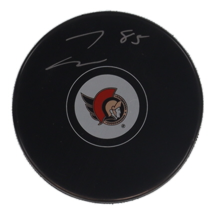 Jake Sanderson Signed Senators Logo Hockey Puck (Cojo) at PristineAuction.com Jake Sanderson Signed Senators Logo Hockey Puck (Cojo) at PristineAuction.com