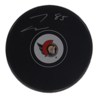 Jake Sanderson Signed Senators Logo Hockey Puck (Cojo) at PristineAuction.com