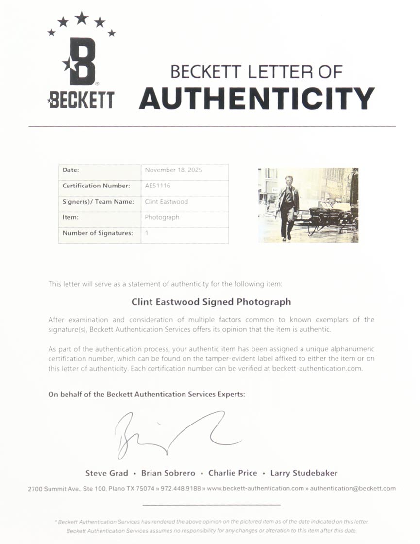 Clint Eastwood Signed "Dirty Harry" 11x14 Photo (Beckett) at PristineAuction.com Clint Eastwood Signed "Dirty Harry" 11x14 Photo (Beckett) at PristineAuction.com