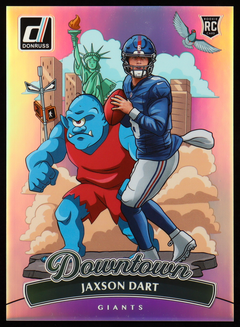 Jaxson Dart 2025 Donruss Downtown! Oversize #14 RC at PristineAuction.com Jaxson Dart 2025 Donruss Downtown! Oversize #14 RC at PristineAuction.com