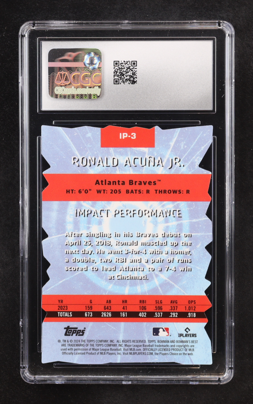 Ronald Acuna Jr. 2024 Bowman's Best Impact Players Mini-Diamond Refractors #IP3 (CGC 10) at PristineAuction.com Ronald Acuna Jr. 2024 Bowman's Best Impact Players Mini-Diamond Refractors #IP3 (CGC 10) at PristineAuction.com