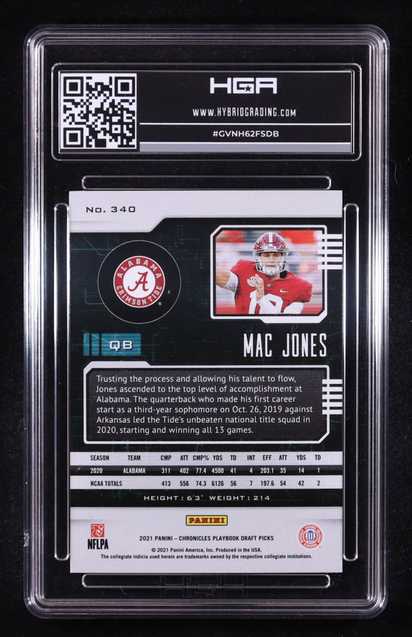 Mac Jones 2021 Panini Chronicles Draft Picks Playbook #340 RC (HGA 9) at PristineAuction.com Mac Jones 2021 Panini Chronicles Draft Picks Playbook #340 RC (HGA 9) at PristineAuction.com