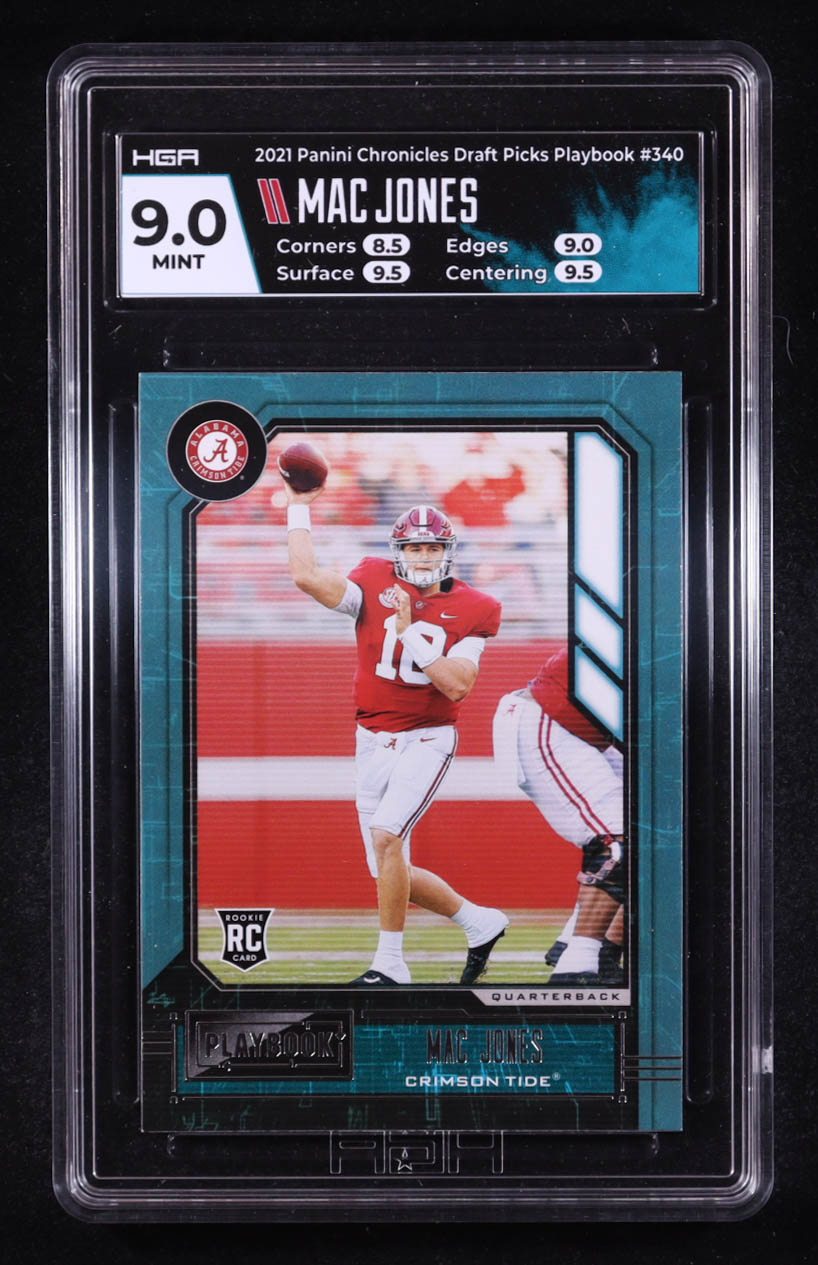 Mac Jones 2021 Panini Chronicles Draft Picks Playbook #340 RC (HGA 9) at PristineAuction.com Mac Jones 2021 Panini Chronicles Draft Picks Playbook #340 RC (HGA 9) at PristineAuction.com