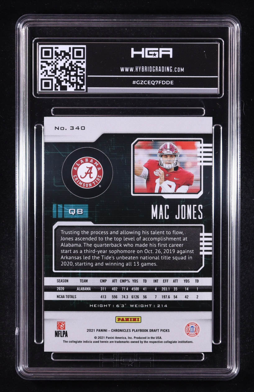 Mac Jones 2021 Panini Chronicles Draft Picks Playbook #340 RC (HGA 9) at PristineAuction.com Mac Jones 2021 Panini Chronicles Draft Picks Playbook #340 RC (HGA 9) at PristineAuction.com