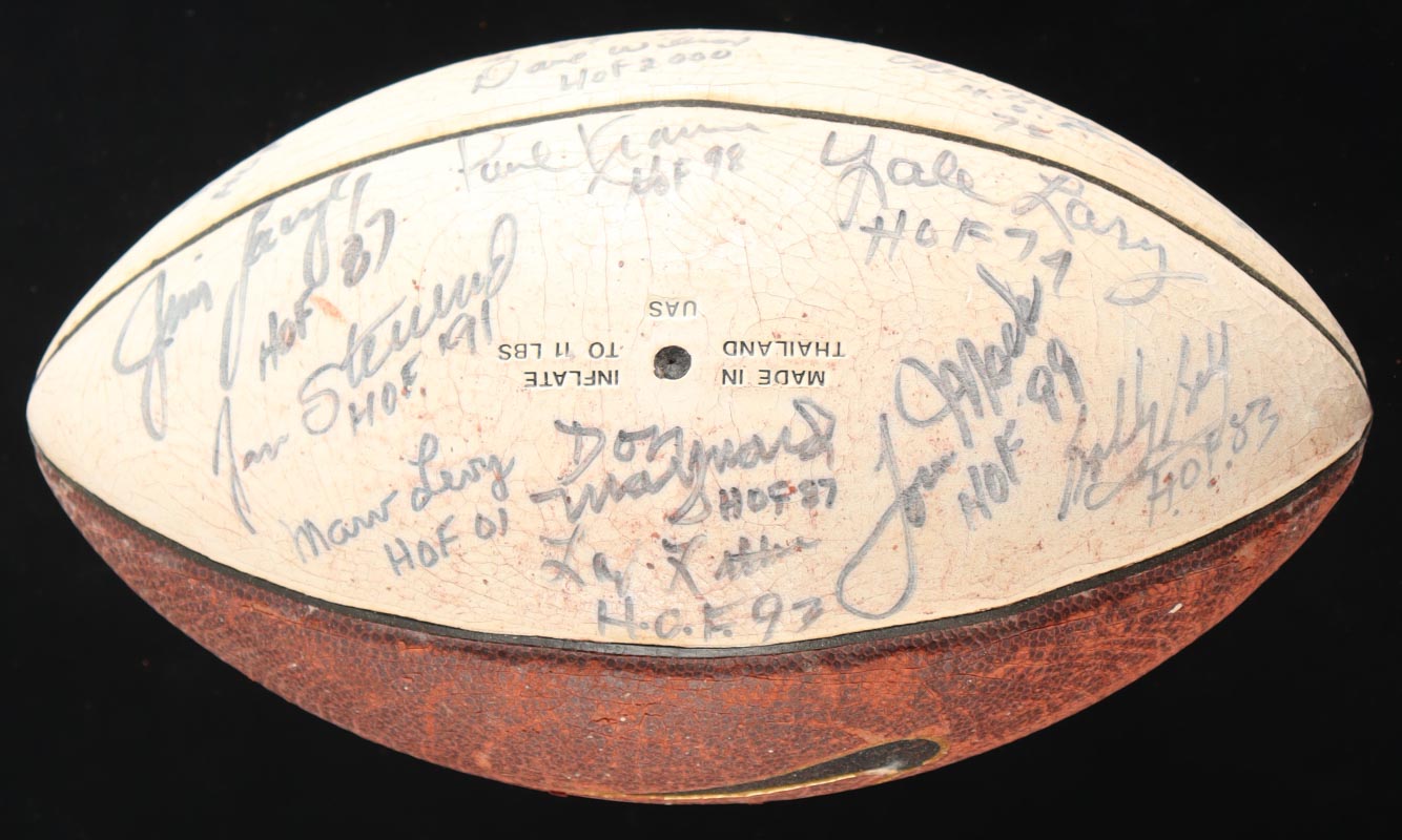NFL Hall Of Famers Football Signed By (28) With Chuck Bednarik, George Blanda, Paul Warfield, Lenny Moore With Multiple Inscriptions (Beckett) at PristineAuction.com NFL Hall Of Famers Football Signed By (28) With Chuck Bednarik, George Blanda, Paul Warfield, Lenny Moore With Multiple Inscriptions (Beckett) at PristineAuction.com