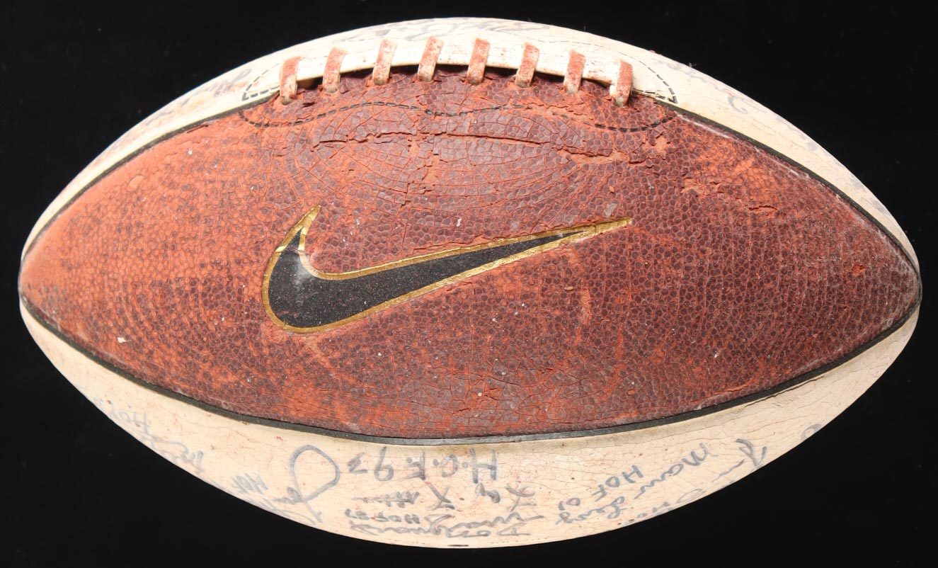 NFL Hall Of Famers Football Signed By (28) With Chuck Bednarik, George Blanda, Paul Warfield, Lenny Moore With Multiple Inscriptions (Beckett) at PristineAuction.com NFL Hall Of Famers Football Signed By (28) With Chuck Bednarik, George Blanda, Paul Warfield, Lenny Moore With Multiple Inscriptions (Beckett) at PristineAuction.com
