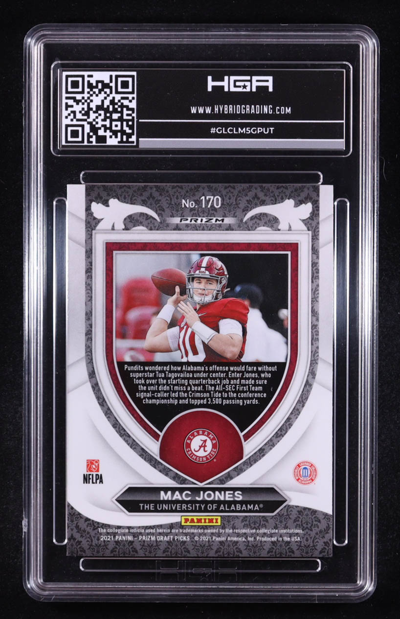 Mac Jones 2021 Panini Prizm Draft Picks Crusade Green #170 RC (HGA 9.5) at PristineAuction.com Mac Jones 2021 Panini Prizm Draft Picks Crusade Green #170 RC (HGA 9.5) at PristineAuction.com