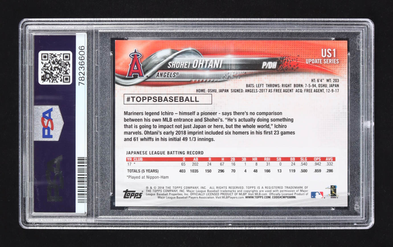 Shohei Ohtani 2018 Topps Update #US1 RC (PSA 10) at PristineAuction.com Shohei Ohtani 2018 Topps Update #US1 RC (PSA 10) at PristineAuction.com