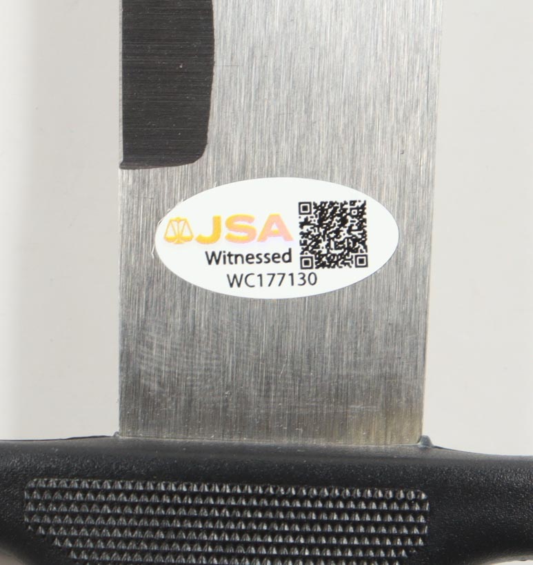 Kane Hodder Signed "Friday the 13th" 23" Steel Machete Inscribed "Jason 7, 8, 9, X" (JSA) at PristineAuction.com Kane Hodder Signed "Friday the 13th" 23" Steel Machete Inscribed "Jason 7, 8, 9, X" (JSA) at PristineAuction.com