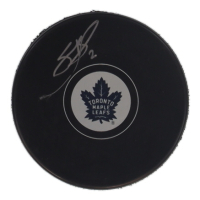 Simon Benoit Signed Maple Leafs Logo Hockey Puck (Cojo) at PristineAuction.com