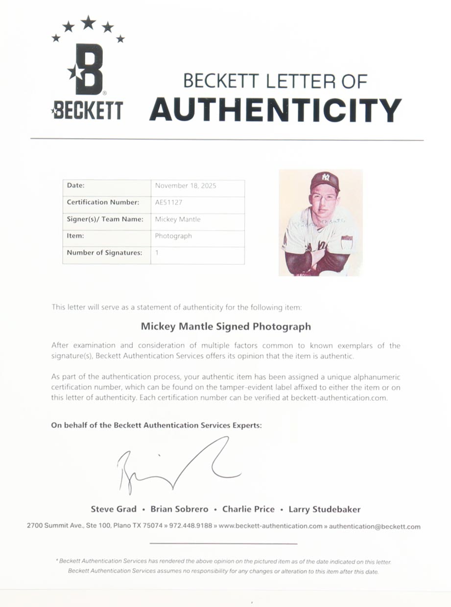 Mickey Mantle Signed Yankees 8x10 Photo (Beckett) at PristineAuction.com Mickey Mantle Signed Yankees 8x10 Photo (Beckett) at PristineAuction.com