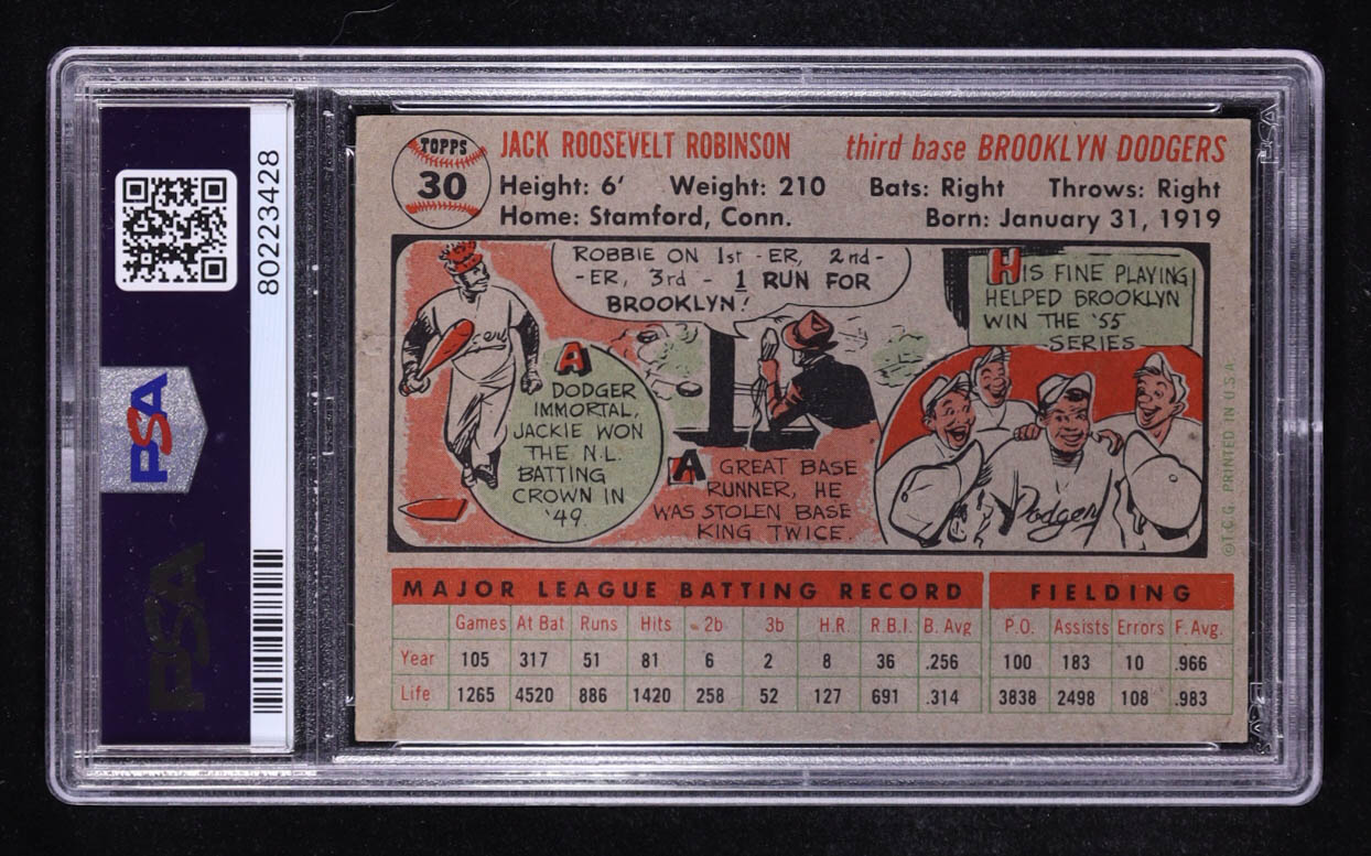 Jackie Robinson 1956 Topps Gray Back #30 (PSA 2) at PristineAuction.com Jackie Robinson 1956 Topps Gray Back #30 (PSA 2) at PristineAuction.com