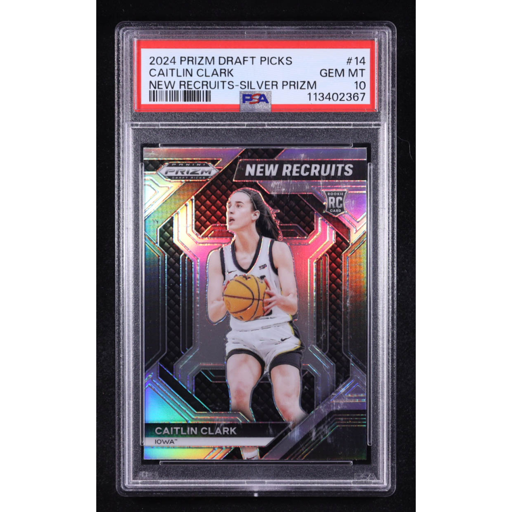 Caitlin Clark 2024 Panini Prizm Draft Picks New Recruits Silver #14 RC (PSA 9) at PristineAuction.com