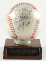 "3000 Hit Club" OAL Baseball With Display Case Signed By (9) with Willie Mays, Lou Brock, Carl Yastrzemski, Hank Aaron (Beckett) at PristineAuction.com