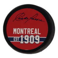 Claude LaRose Signed Canadiens Logo Hockey Puck (JSA) at PristineAuction.com