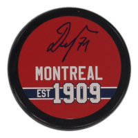 Jakub Dobes Signed Canadiens Logo Hockey Puck (JSA) at PristineAuction.com