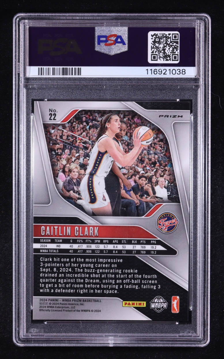 Caitlin Clark 2024 Panini WNBA Silver Prizm #22 RC (PSA 9) at PristineAuction.com Caitlin Clark 2024 Panini WNBA Silver Prizm #22 RC (PSA 9) at PristineAuction.com