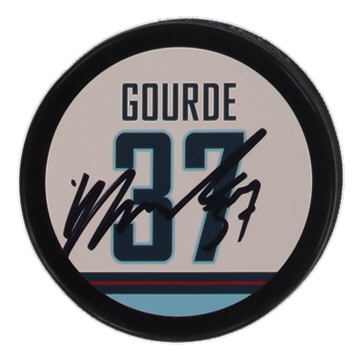 Yanni Gourde Signed Kraken Logo Hockey Puck (JSA) at PristineAuction.com Yanni Gourde Signed Kraken Logo Hockey Puck (JSA) at PristineAuction.com