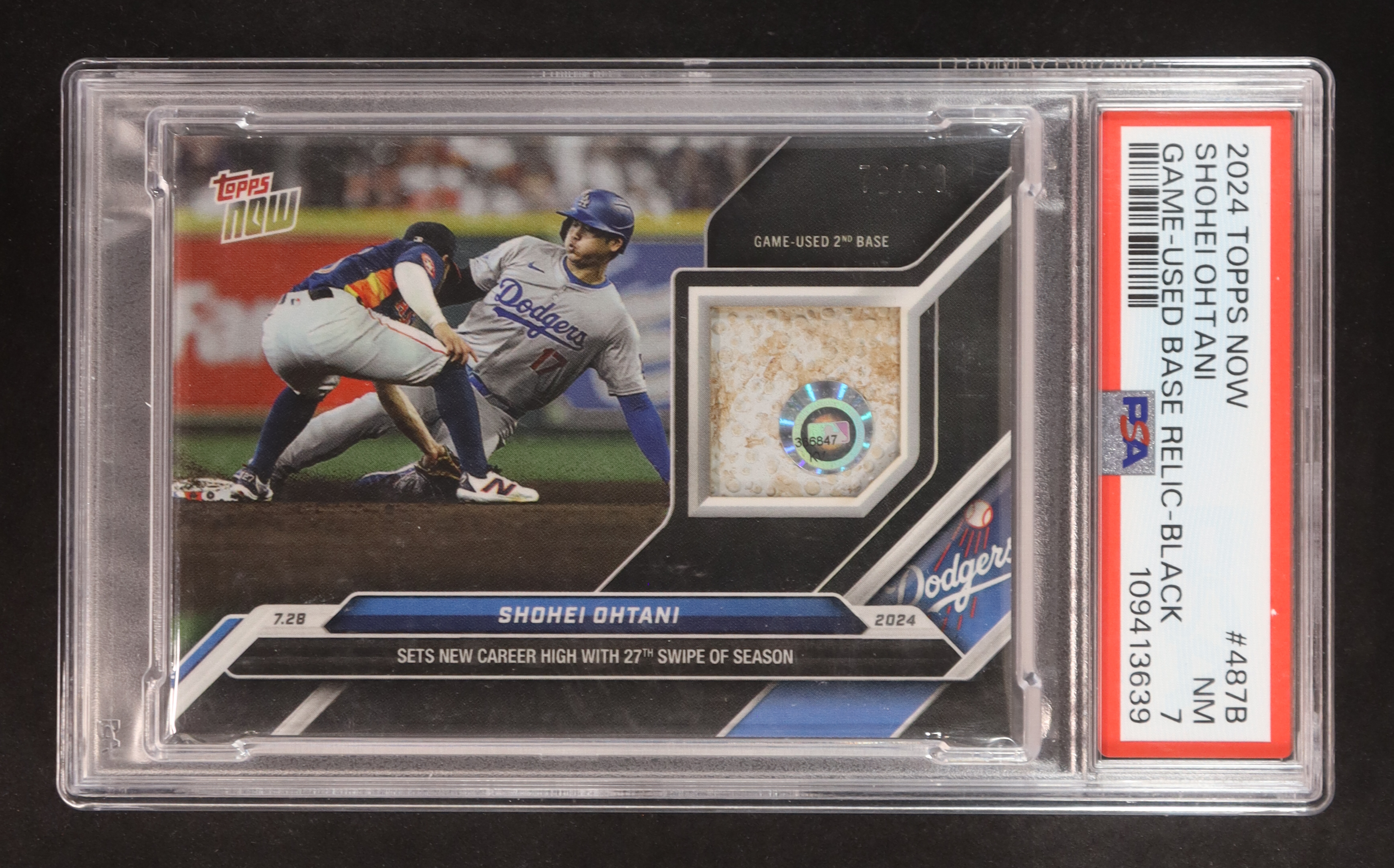Shohei Ohtani 2024 Topps Now Game-Used Base Relic Black #487B #72/99 (PSA 7) at PristineAuction.com Shohei Ohtani 2024 Topps Now Game-Used Base Relic Black #487B #72/99 (PSA 7) at PristineAuction.com