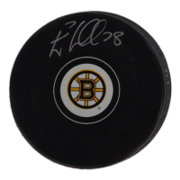 Elias Lindholm Signed Bruins Logo Hockey Puck (JSA) at PristineAuction.com