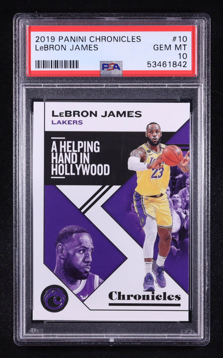 Lebron James 2019 Panini Chronicles Helping Hand In Hollywood #10 (PSA 10) at PristineAuction.com Lebron James 2019 Panini Chronicles Helping Hand In Hollywood #10 (PSA 10) at PristineAuction.com
