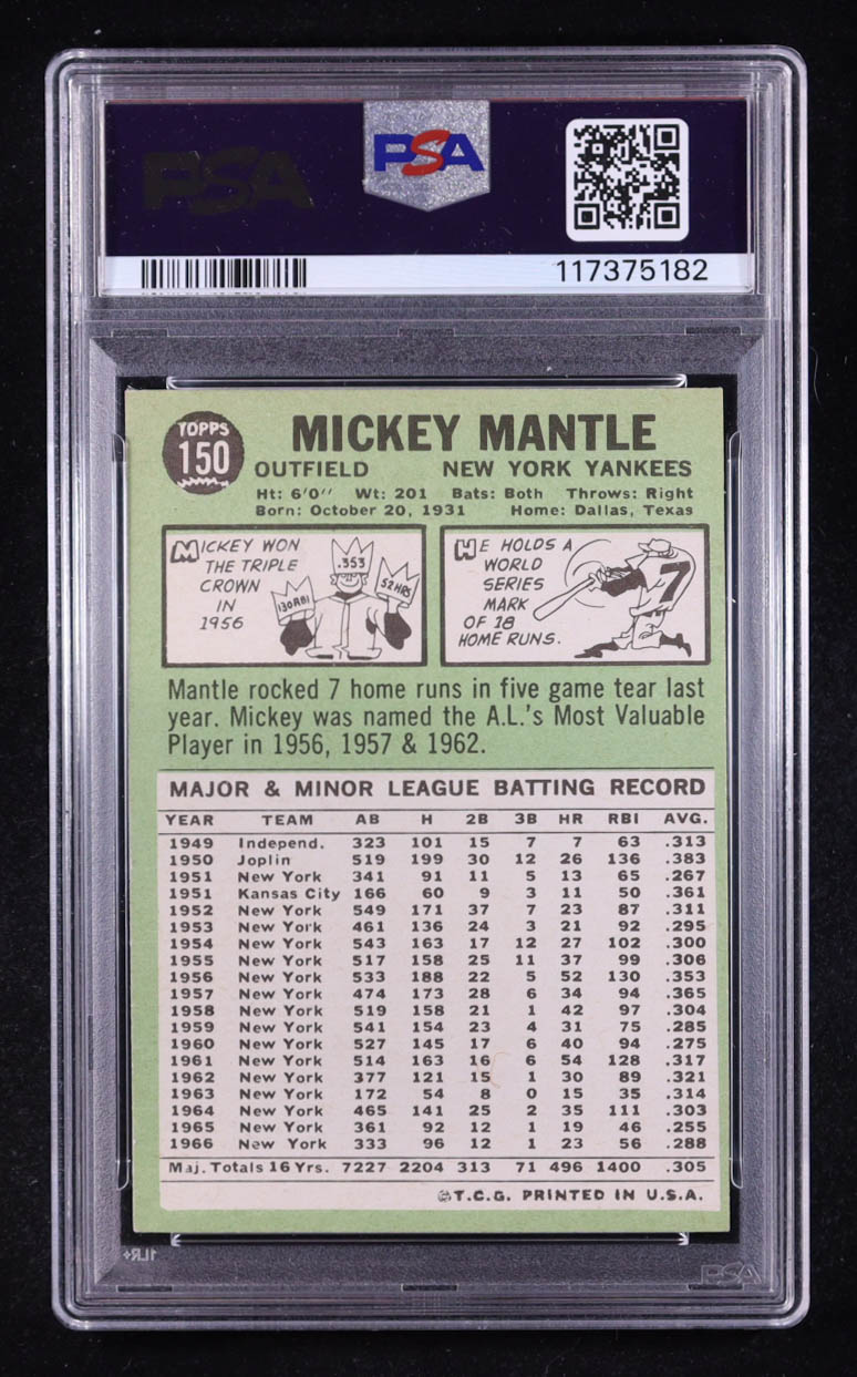 Mickey Mantle 1967 Topps #150 (PSA 4) at PristineAuction.com Mickey Mantle 1967 Topps #150 (PSA 4) at PristineAuction.com